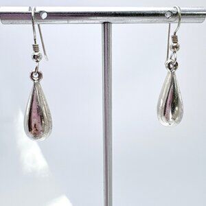 VTG Sterling Silver 925 Teardrop Shaped Dangle Earrings Size 1.5" Length